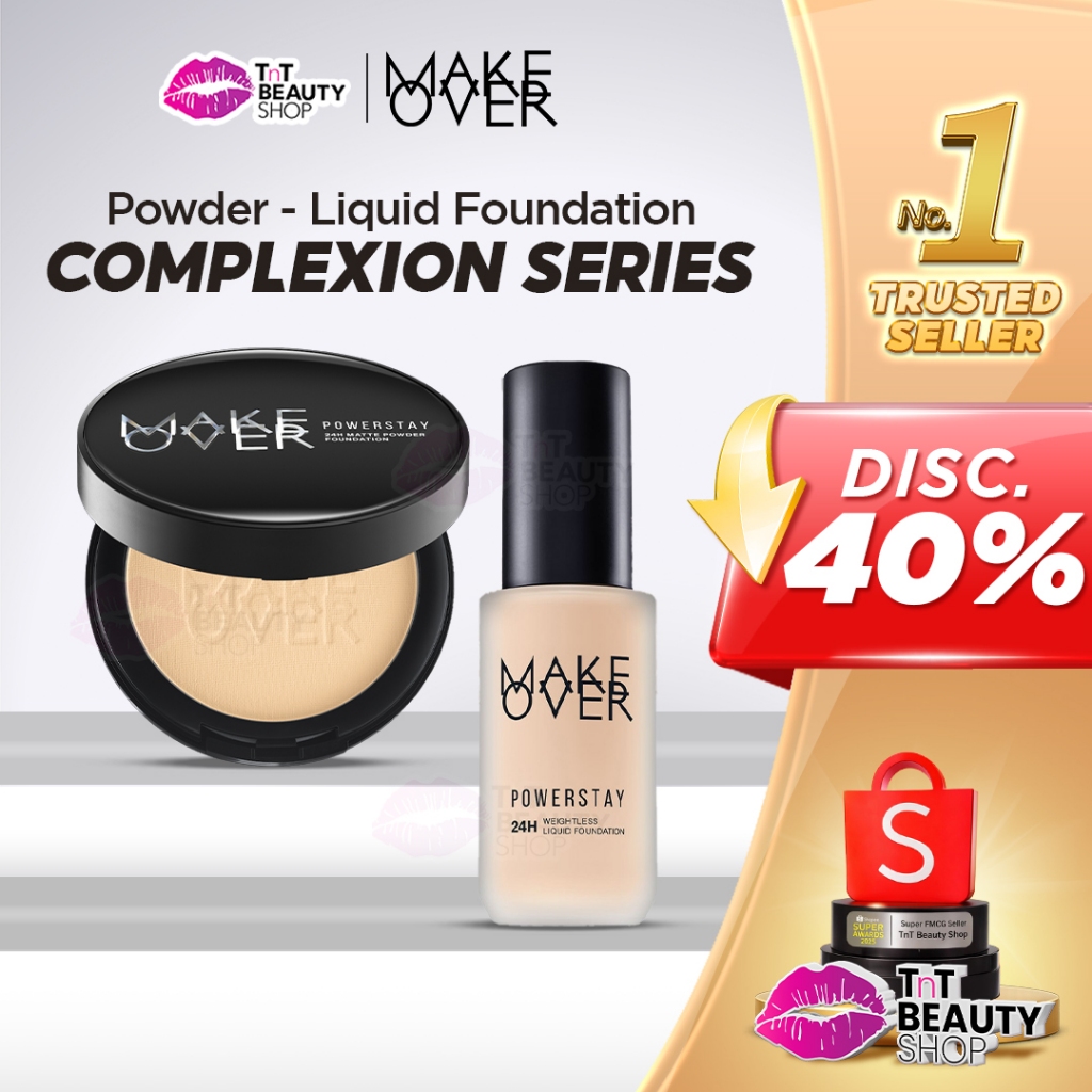Make Over POWERSTAY SERIES Foundation - Compact Powder | MAKE OVER Complexion Series | TnT Beauty Shop