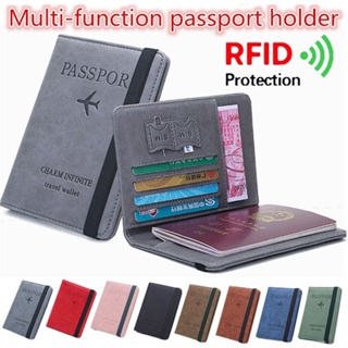 MIOSHOPHD Portable Leather Passport Bag Ultra-thin RFID Wallet Passport Holder Credit Card Holder