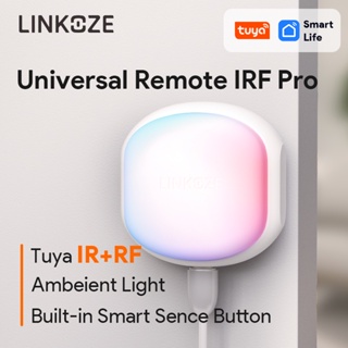 Linkoze Tuya Smart Universal Remote Controller WiFi IR and RF Remote, Built-in Scene Switch, Color Changing RGB Ambient Light, Smart Life Tuya APP Control Compatible with Alexa