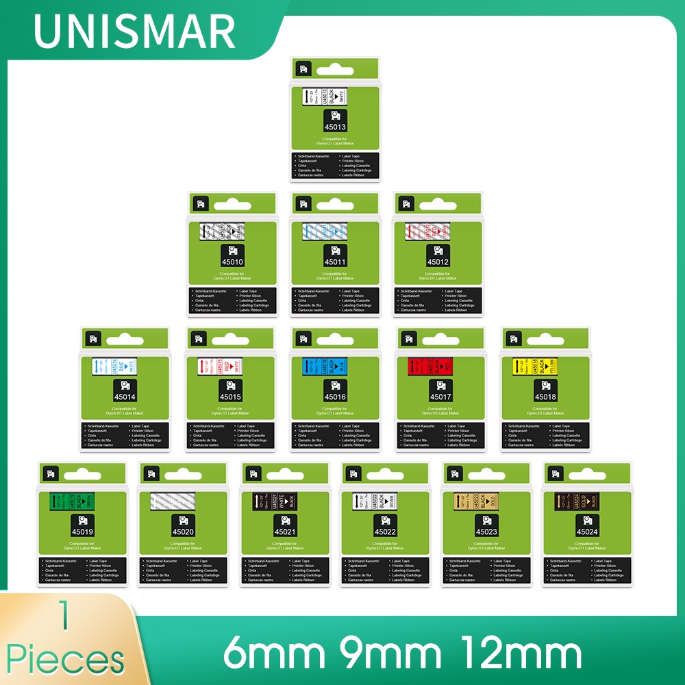 [6mm/9mm/12mm] D1 Label Tape Compatible Dymo 45013 40913 43613 Refill