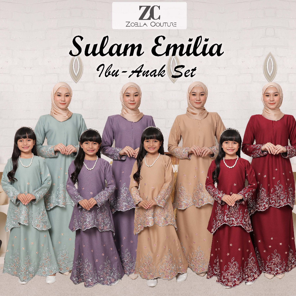 Baju Kurung Sulam Emilia - Set Ibu & Anak