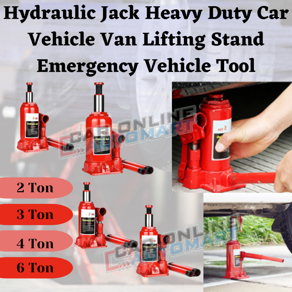 HEAVY DUTY HYDRAULIC CAR BOTTLE JACK Lifting Stand Emergency Vehicle Tool / Jek Hidraulik (2/3/4
