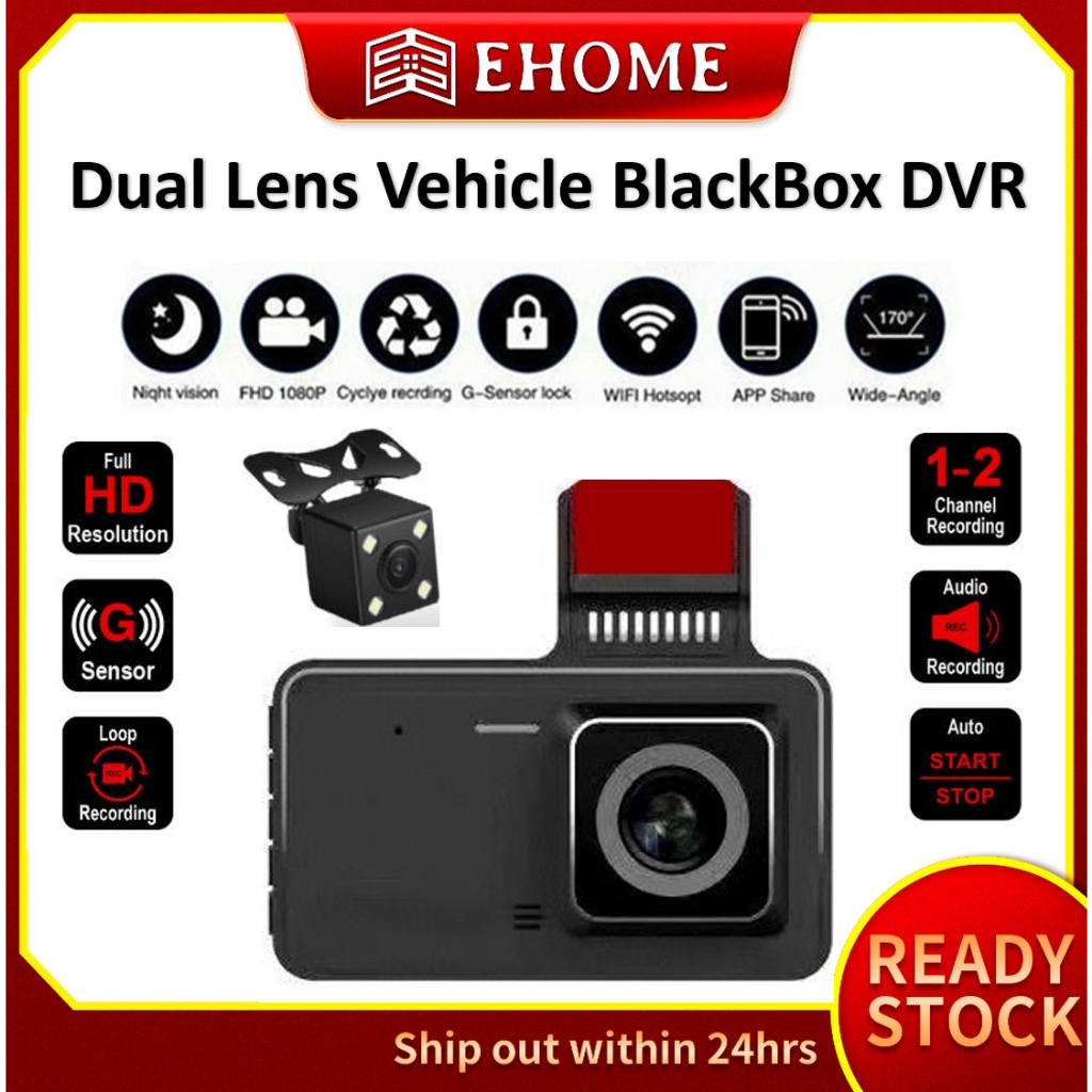 Touch Screen Dash Cam Car Dashcam 1080P HD Car Camera Recorder Car View Cam Front Back Auto Driving Recorder