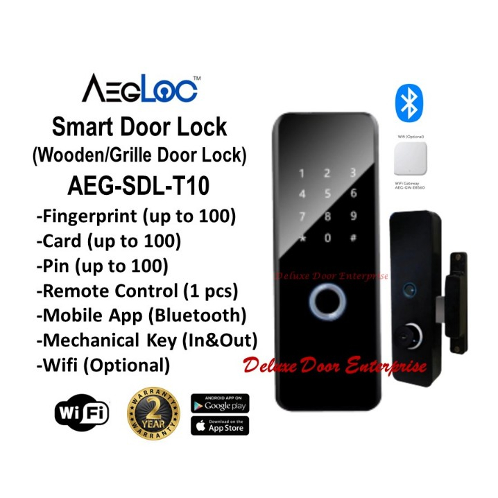 AEGLOC AEEG-SDL-T10 smart lock Grill lock T10 smart lock Iron Door Digital Lock Rim Lock smart lock digital lock