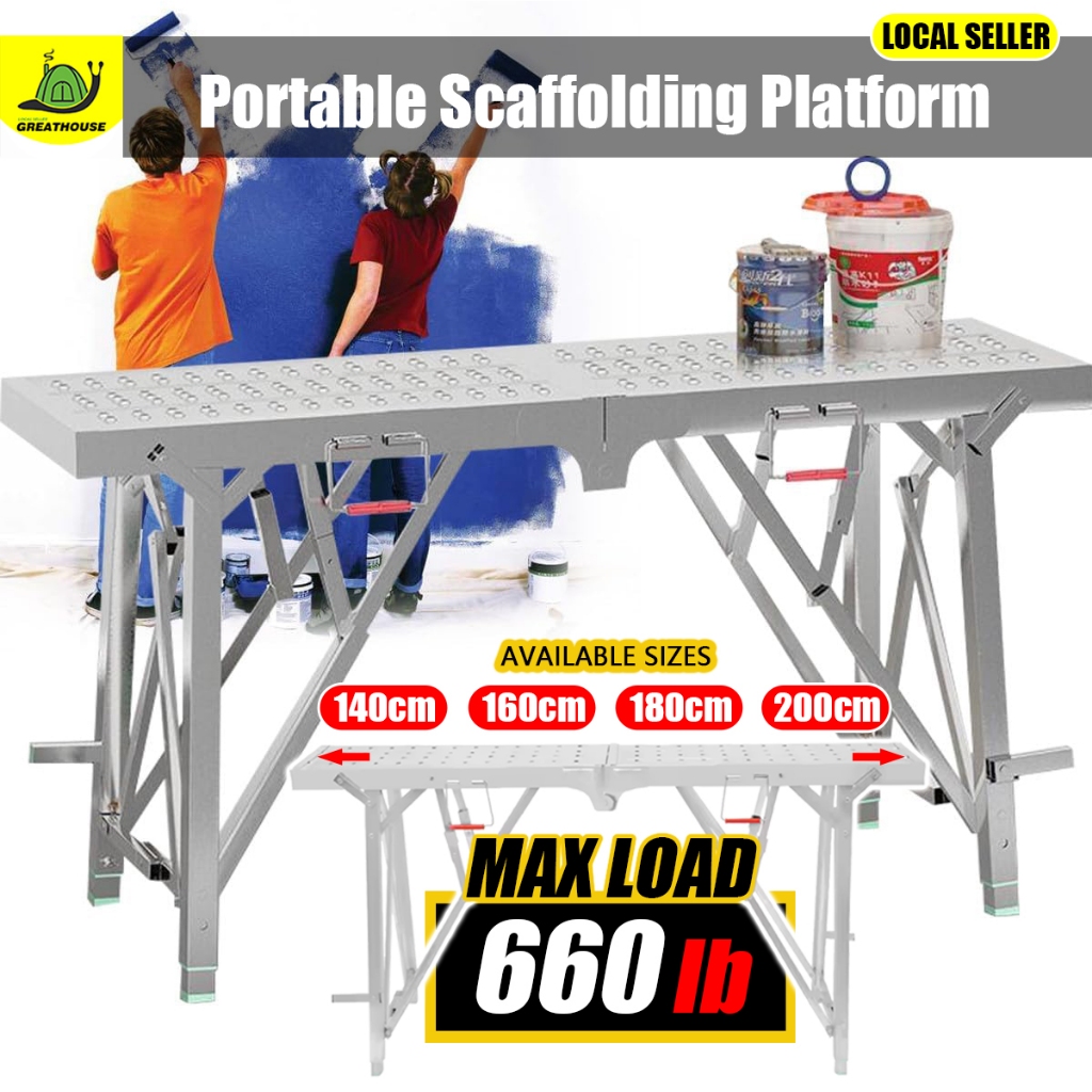 Foldable Workbench Telescopic Lifting Ladder Workbench High Stool Scaffolding Paint Stand Plaster Ceiling Work bench Platform