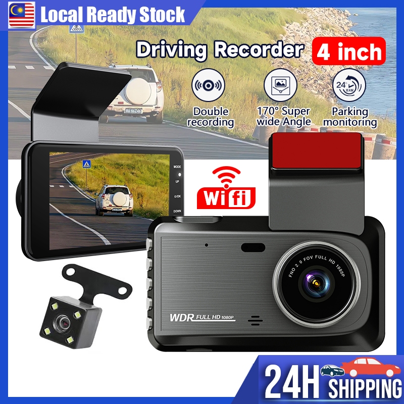 Dash Cam Car Recorder Front and Rear WiFi Dual Channel Recording Full HD 1080P(4" Screen) 6 Meter Rear Cam Dashcam 行车记录仪 Car Camera Car Dash Cam