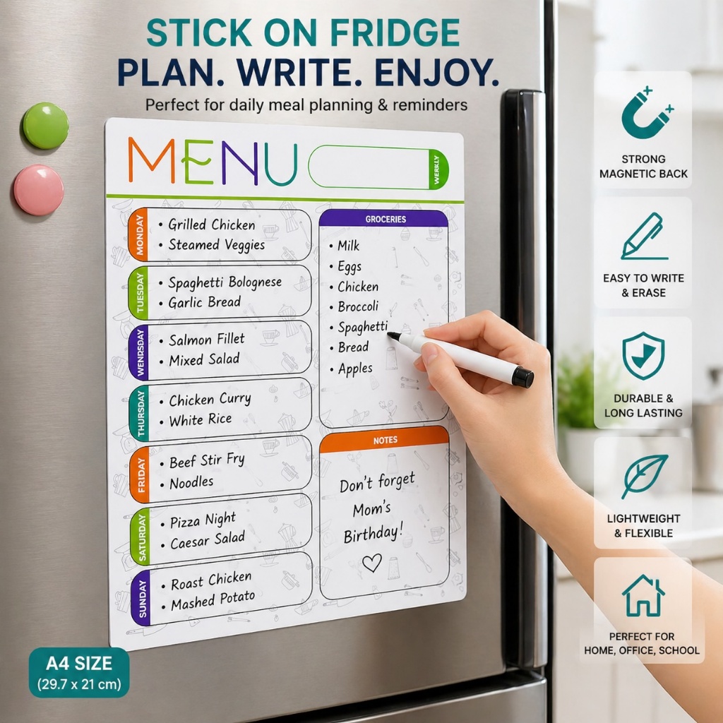 A4 Size Magnetic Notepad Memo Planner Menu for Refrigerator Magnetic Board
