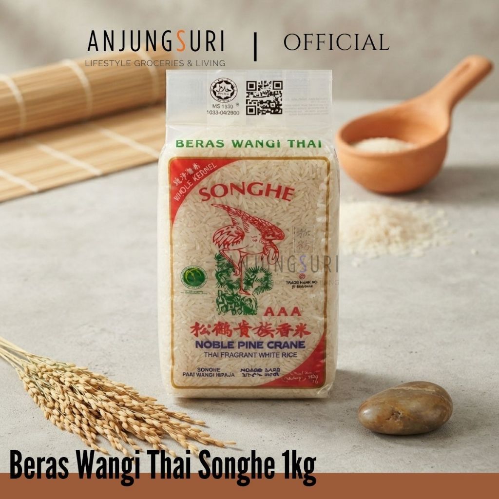 Songhe Noble Pine Crane Fragrant Rice ( Beras Wangi ) 1KG GRADE OF RICE Thai Fragrant Rice (AAA)