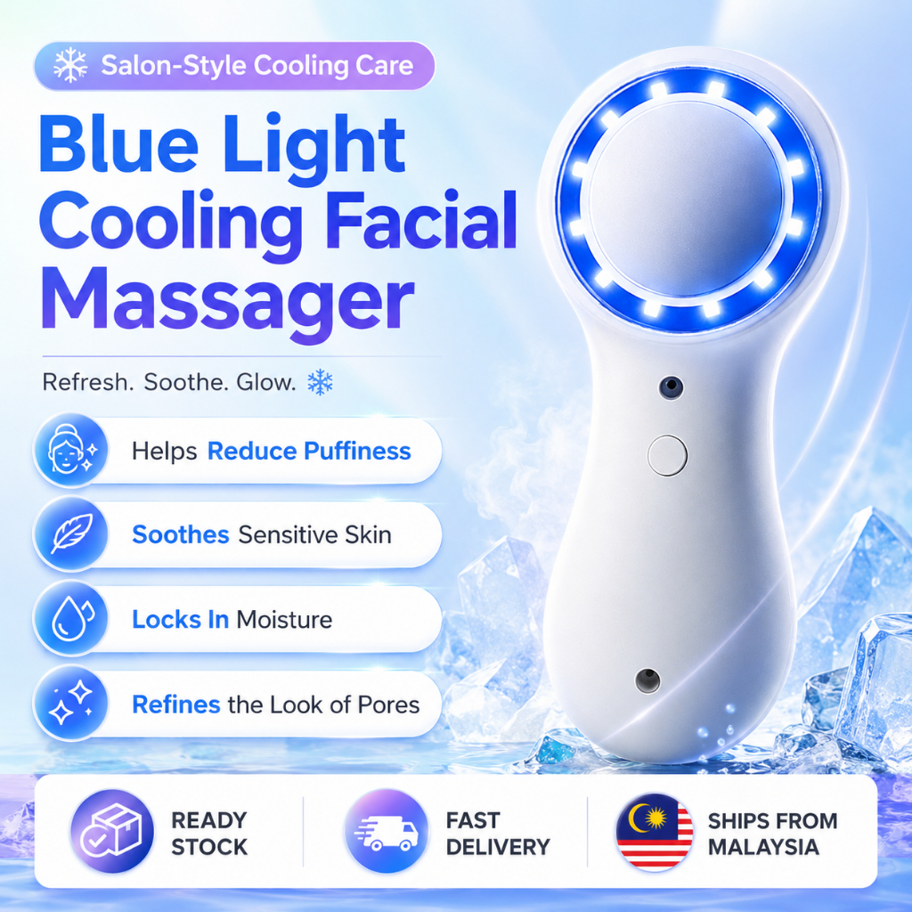 Blue Light Facial Cooler Cold Hammer Ice Therapy Face Lifting Firming Skin Care Device Shrink Pores Massager Tool 蓝光冷疗仪