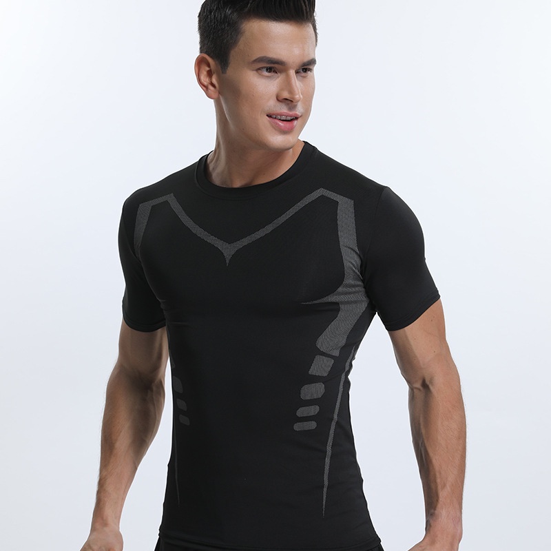Men Compression Fitness Short Sleeve Shirt Tights Basketball Gym Body building T-Shirt