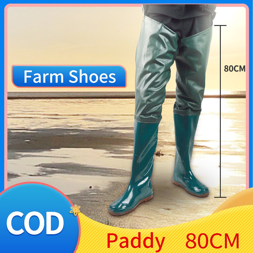 Extended non-slip fishing farmland field rain boots fishing pants 80CM