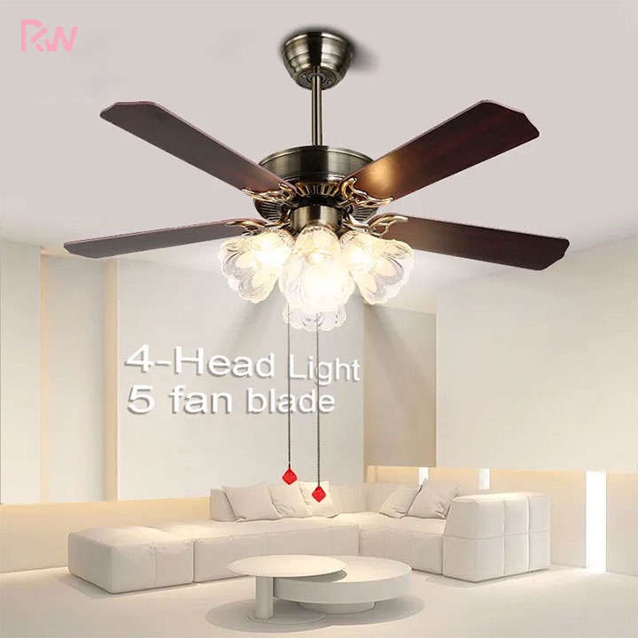 Ceiling Light With Fan American Vintage Chandelier Fan Gold Design Pendant Light Fan For Living Room