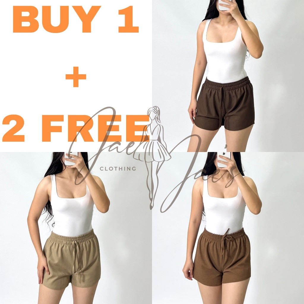 Toni Buy 1 + 2 Free (3PCS) Booty Waffle Drawstring Comfy Short For Women