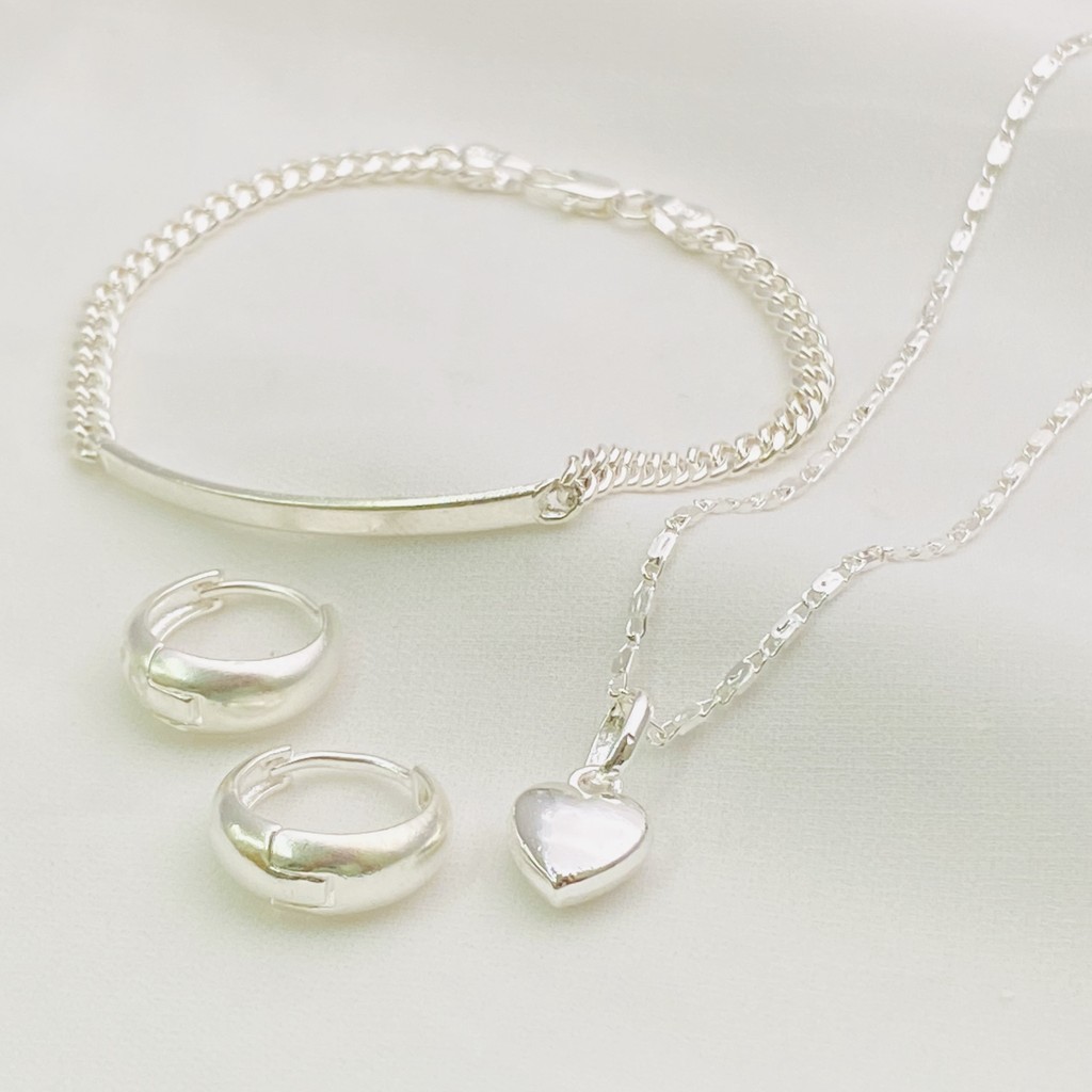 TBK jewelry 925 Silver 3in1 Pendant Necklace Stud Earrings Bracelet Set for Women 295s