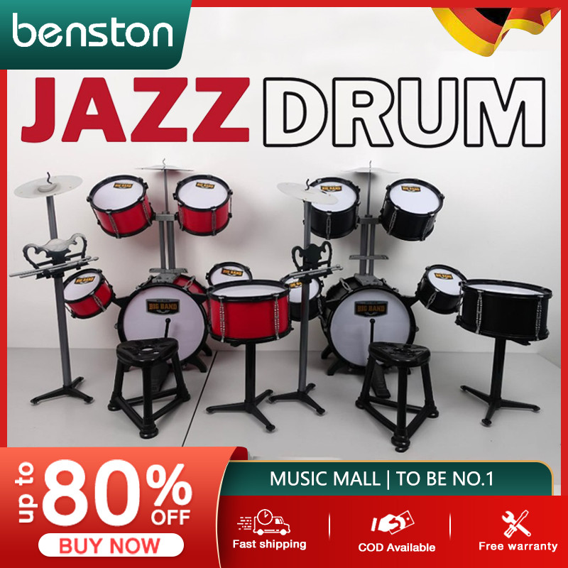 Large Jazz Drum Set Music Instrument Pretend Play Set for Kids Beginner Drum Set for Kids