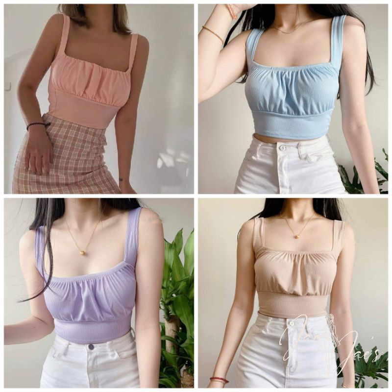 Garter Cami Knitted Sleeveless Crop Top Plain