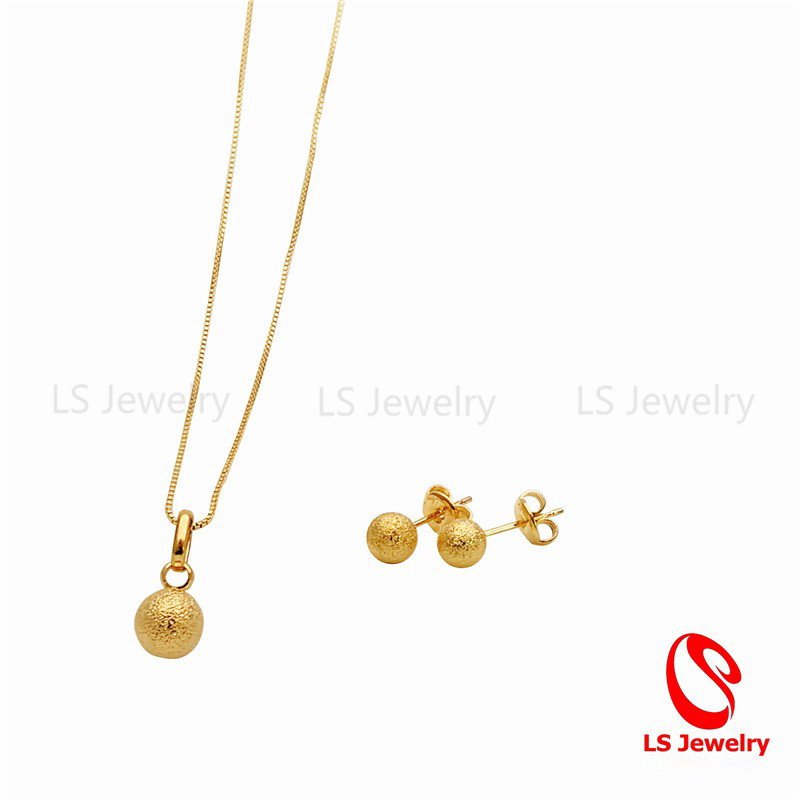LS jewelry 24K Bangkok Gold Necklace Earrings Jewelry Set for Women N0228+E164