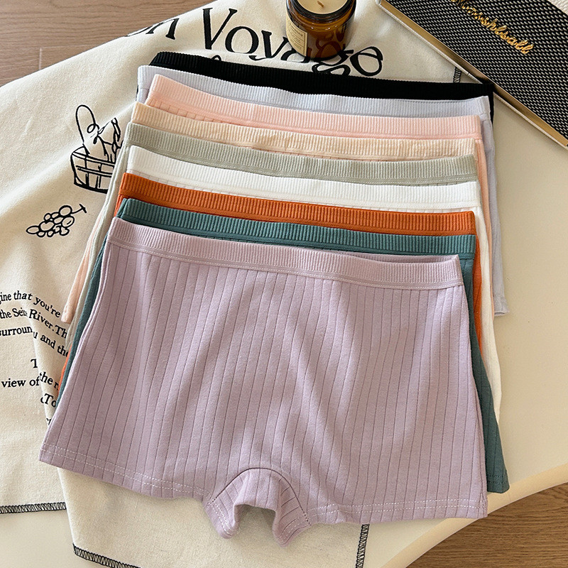 6pcs/12pcs women's underwear breathable mid-rise buttock boxers simple girl student boxers