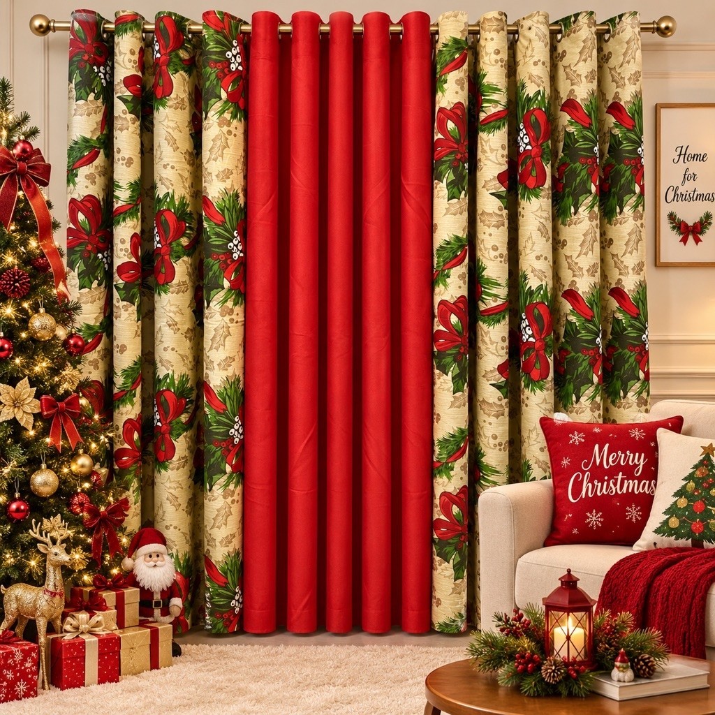 CHRISTMAS CURTAIN CRETONA PRINTED