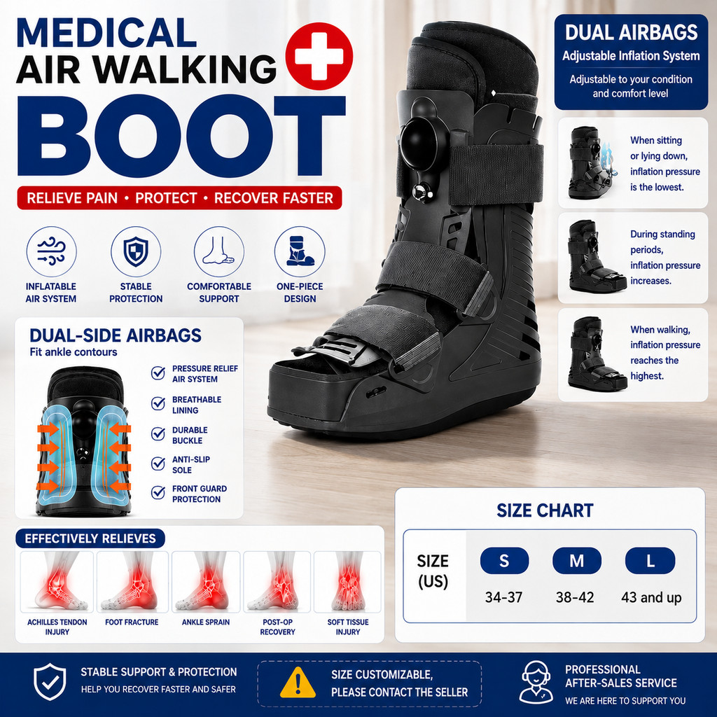 Ankle Sprain Fracture Air Walker Boots-Adjustable Fracture Walker Boot-Universal Left and Right Foot