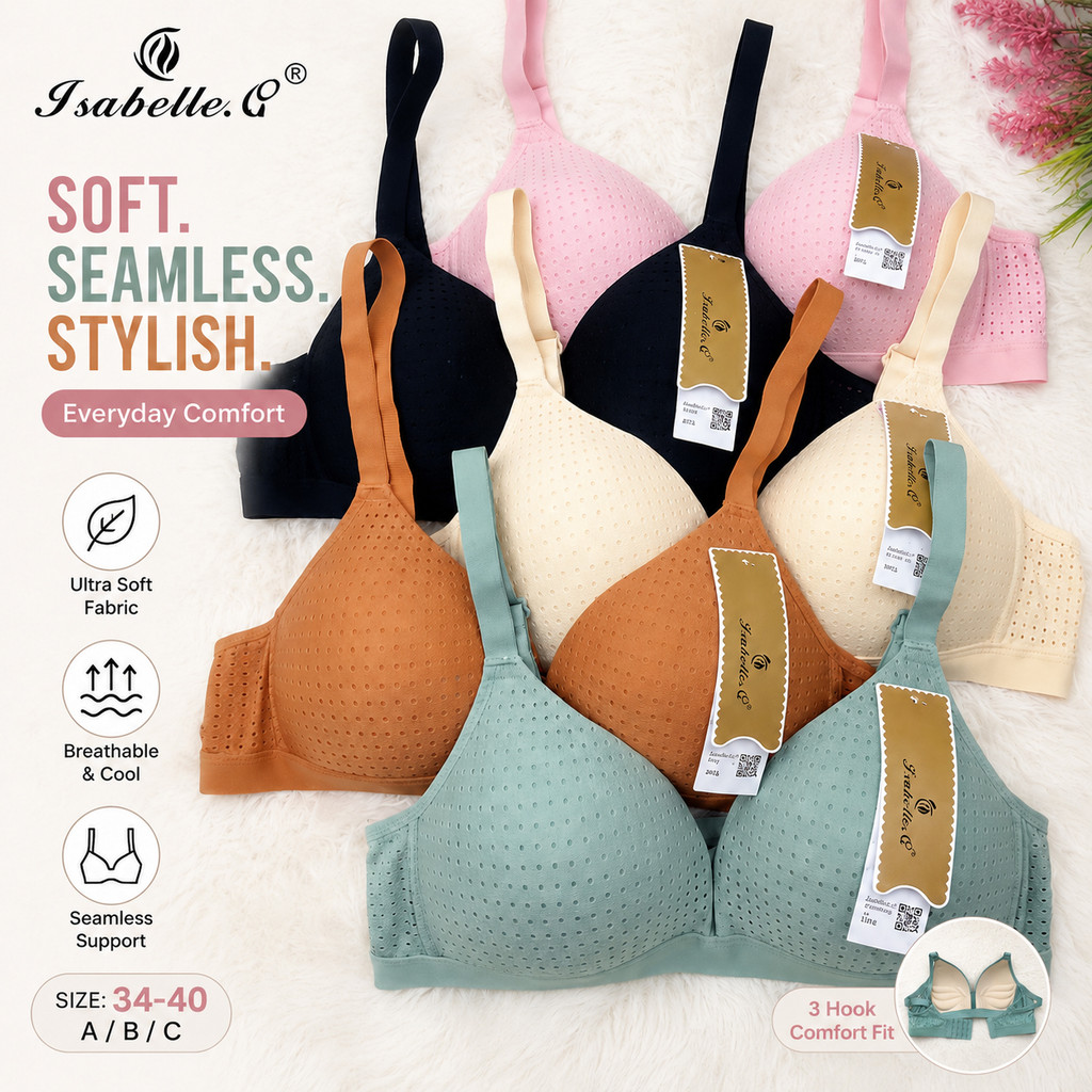 Isabelle Q AMJ604 Non-Wire Breathable Nylon&Cotton Bra for Women - Womenswear