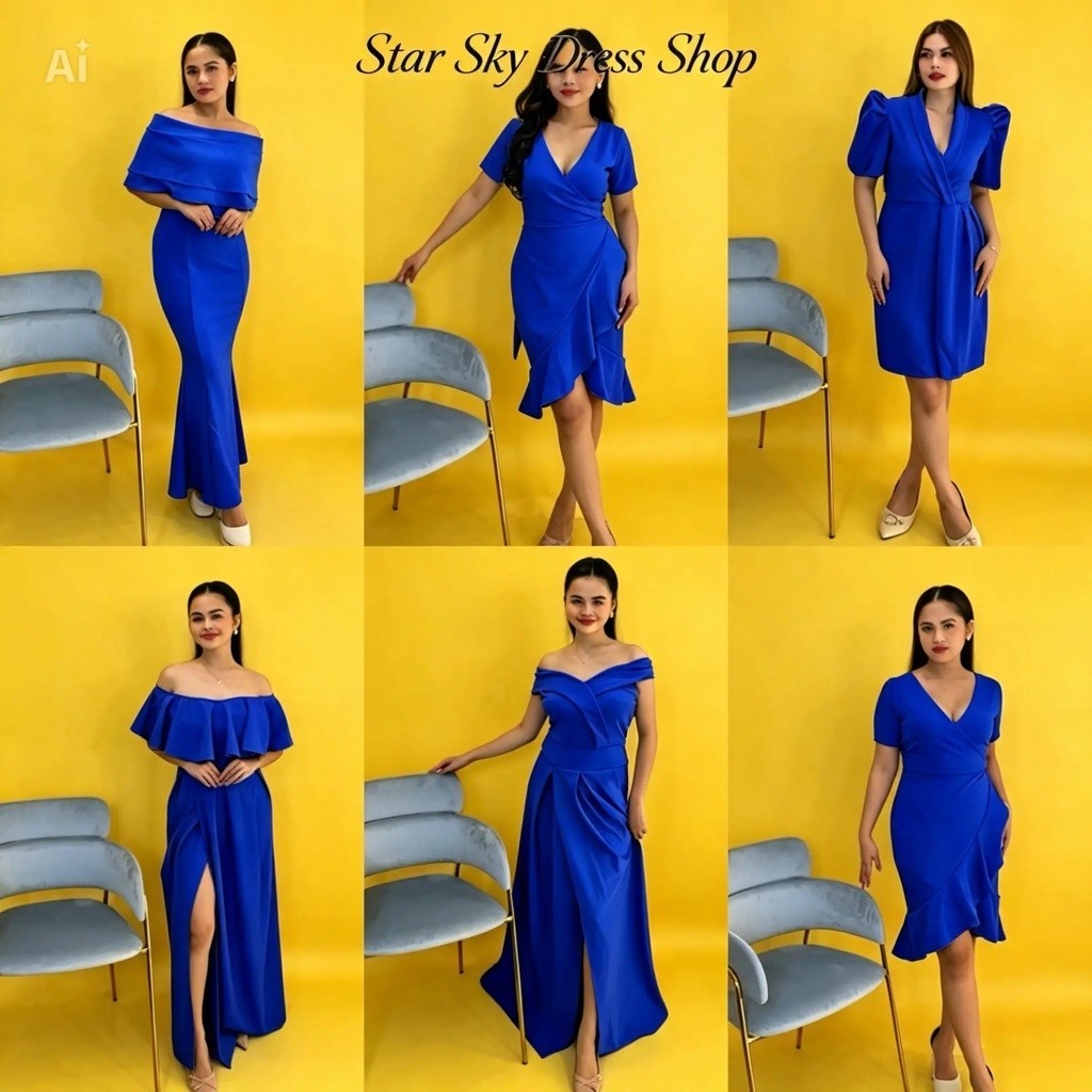 Royal Blue Formal Dress Filipiniana Gown | Wedding, Bridesmaid, Ninang, Prom & Graduation