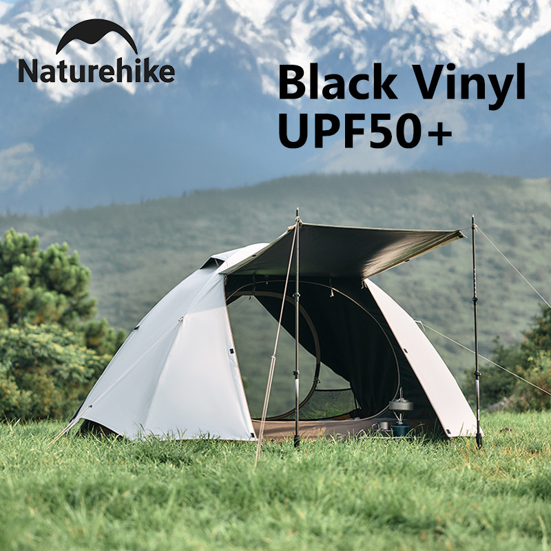Naturehike 2-3 Persons Camping Tent Portable Ultralight Waterproof Tent Outdoor Travel Black Vinyl