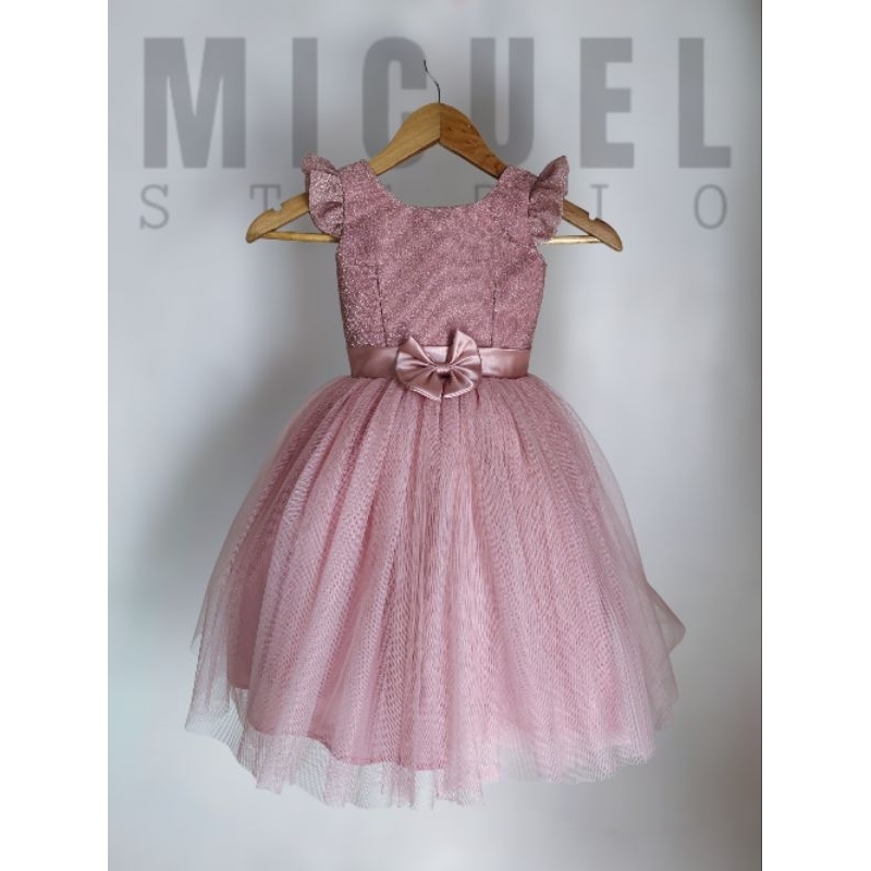 Flower Girl Gown or Party Gown (Blush Pink/Old rose, Maroon, Dusty Blue, Mattegold)