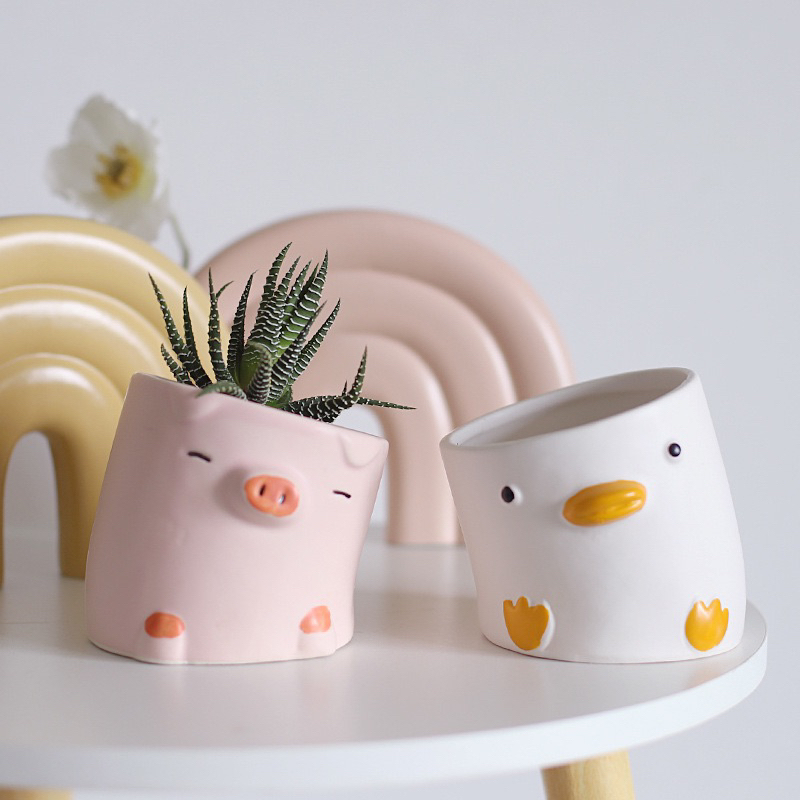 VIĆI Vintage Cute Animal Vase Home Decoration Cactus Succulent Flower Pot