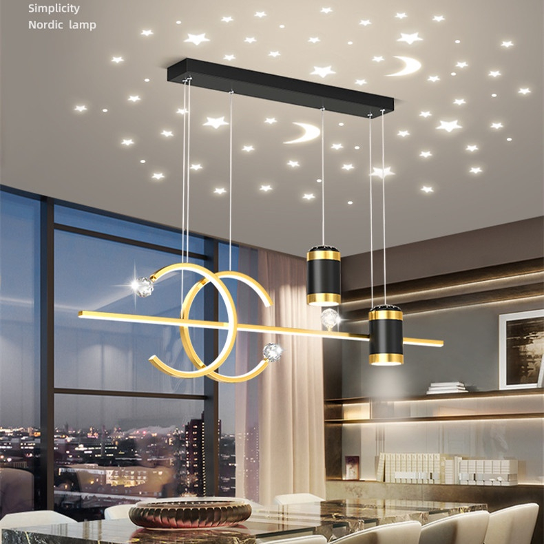COD LED 3-color chandelier living room dining room remote control dimming starry sky ceiling light
