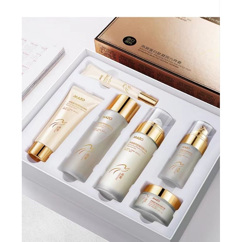 MAZO SKINCARE SET 6PCS IN 1 SET BIRD'S NEST COLLAGEN SKINCARE