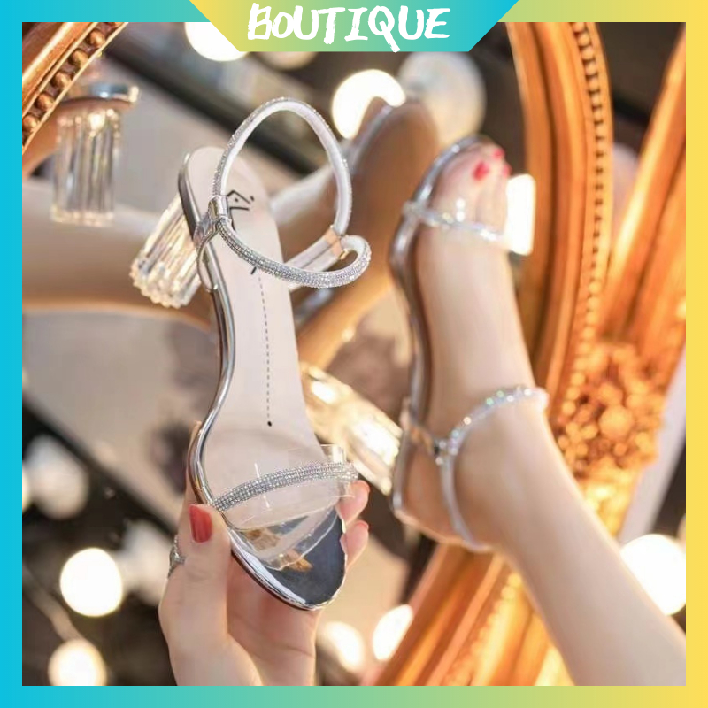 Ins Sandals for Women Transparent High heels7CM #6408