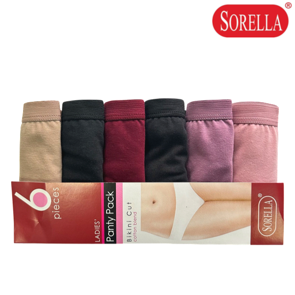SORELLA 6 in 1 bikini panty pack AH324 fashion womens underwear panty nude neutral colors