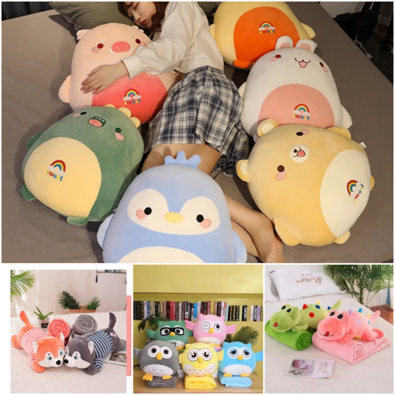 Plush toys Pillow with blanket dual-use home office car two-in-one revert pillow sleeping