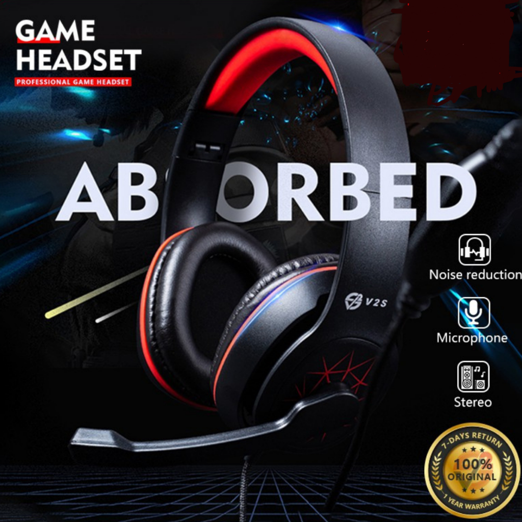 V2S K2pro 3.5mm Jack Foldable Adjustable Universal Wired Gaming Headphone With Rotatable Microphone