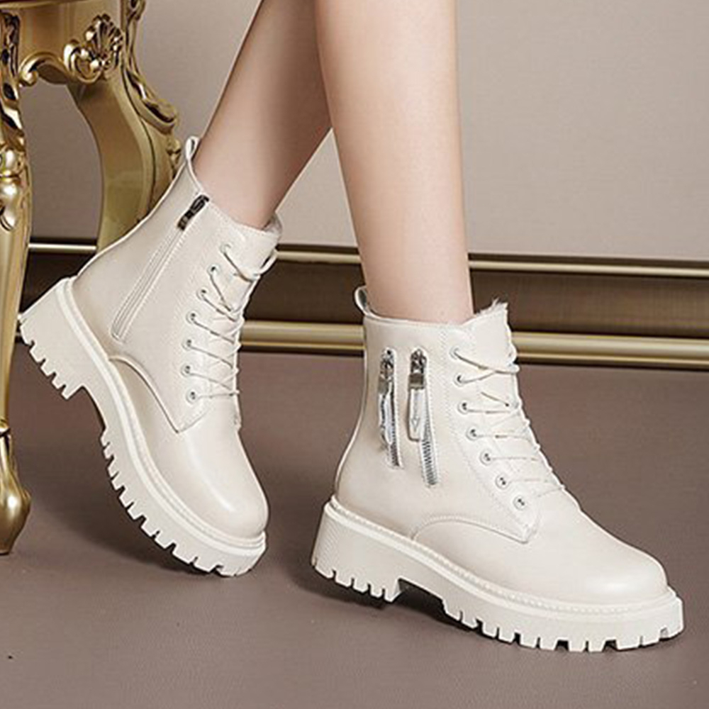 35-40 Women's Korean Fashion Short Boots Lace Up Thick Soled Boots Ankle Boots