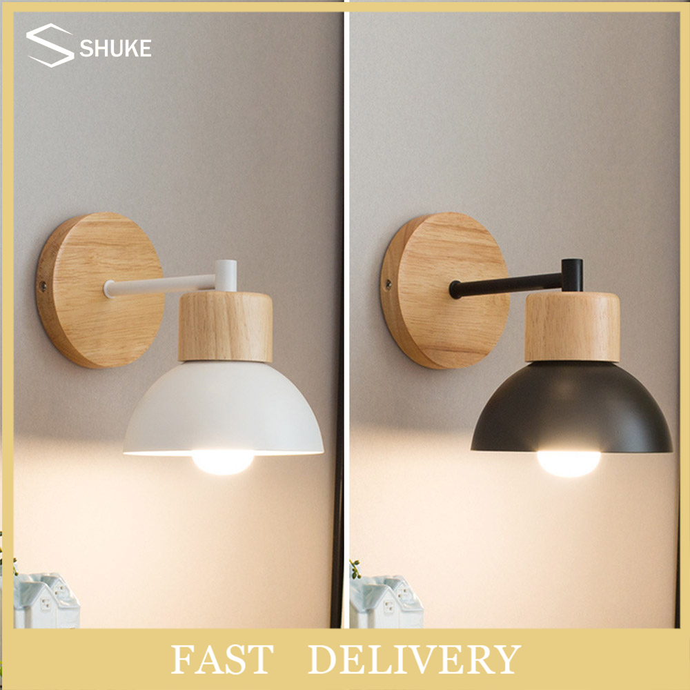 Creative Wooden Nordic Wall Lamp With Switch Modern Wall Sconce For Bedroom Living Room Home