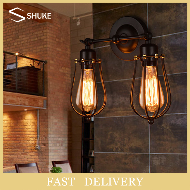 Modern Retro Loft Iron Industrial Rustic Sconce Wall Lamp Loft Study Foyer Dining Room Retro Wall