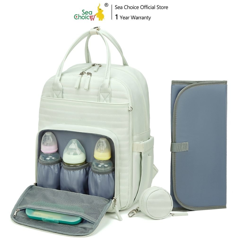 SeaChoice Changing Bag, Mom Baby Nappy Diaper Backpack Bag with Changing Mat & Pacifier Holder
