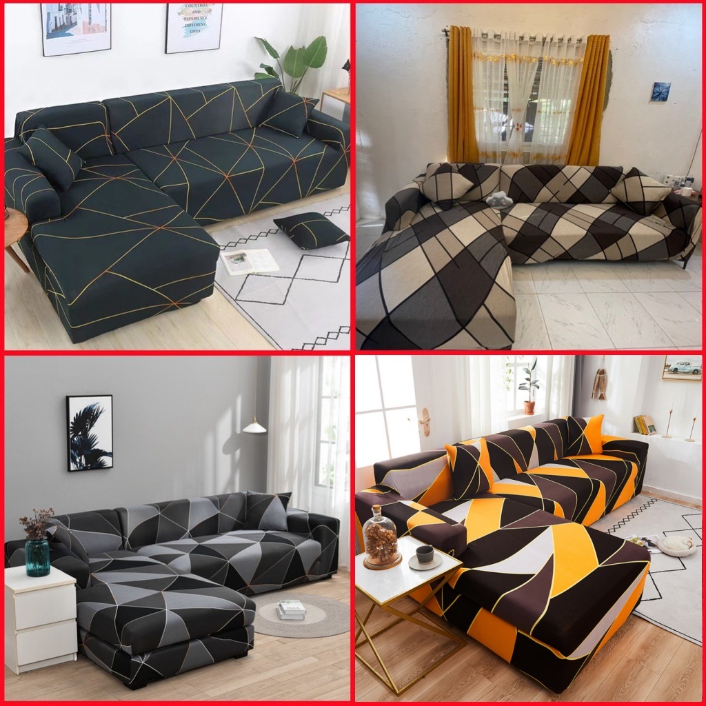 【High Quality] 1/2/3/4 Seater L Shape Regular Shape Sofa Cover Elastic Stretch Sofa Cover