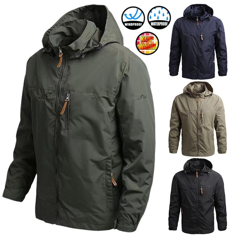 ZITY Men's Jacket Waterproof Outdoor Large Zip Hooded Jacket