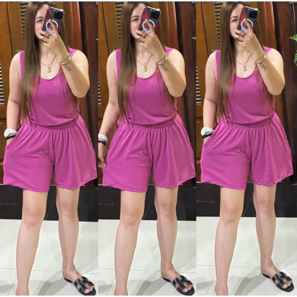 FDC NEW ARRIVAL! MANDY TERNO SLEEVELESS SANDO+SHORT PLAIN SMALL TO XL