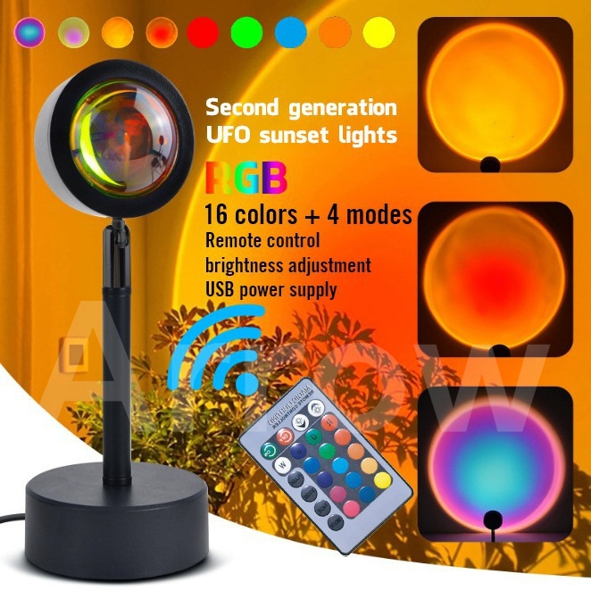 Arrow 16 Colors LED Sunset Lamp with Remote Control Projector Selfie Photography diffuse floor lamp