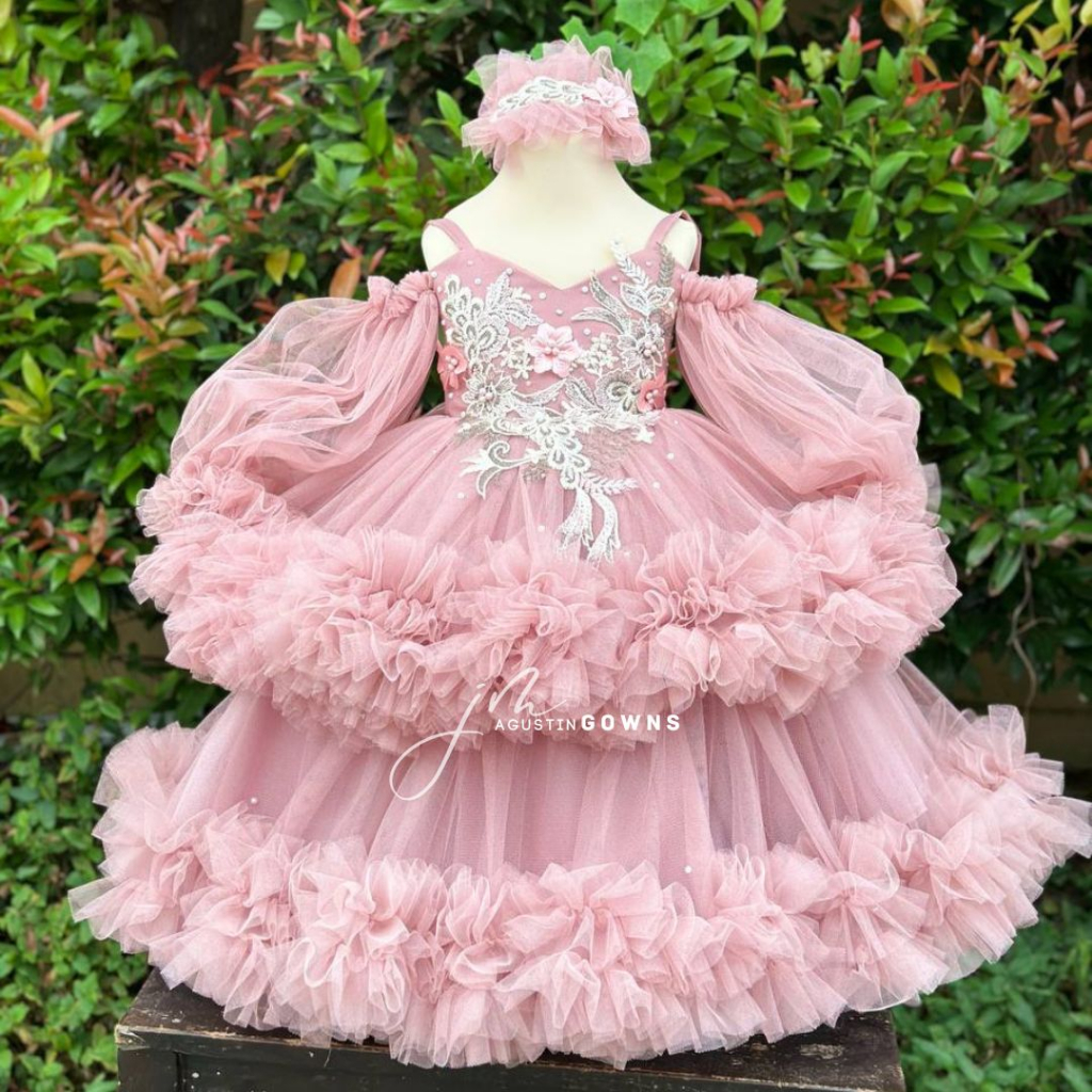 Fairy Kid's Gown Two-Layer with Lace and FREE headband (Actual Photo)