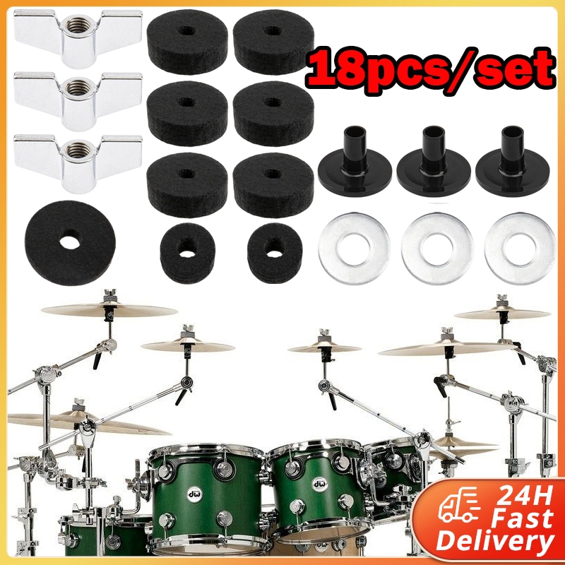 18pcs Replacement Cymbal Parts, Drum Hardware Bag, Cymbal Felt hi-hat Clutch Felt Cymbal Cover Base
