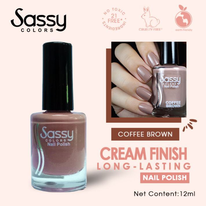 Sassy Colors Nail Polish 12ml part 3 Brown Touch of Tan Beige White Black Colorless