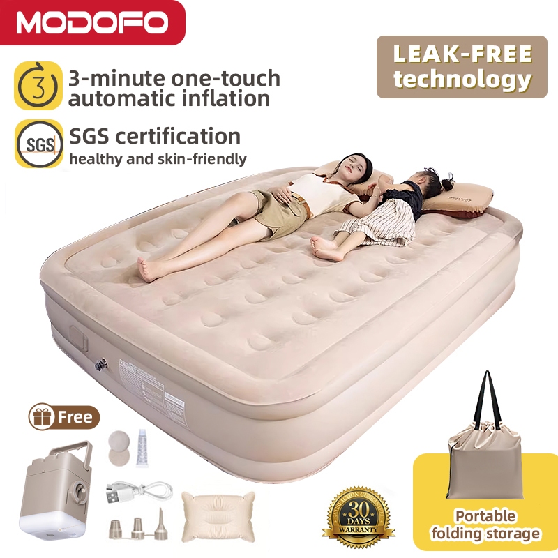 [MODOFO] Air Bed Double Single Inflatable Bed Queen King Family Size For Camping With electric Pump