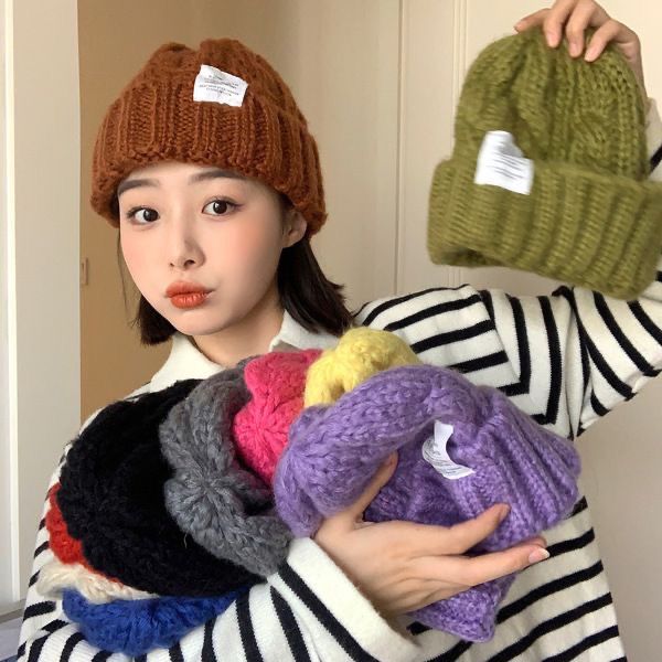 New Cold Hat Fashion Knitted Hat Wool Bean Hat Loose and Versatile Korean Stacked Hat
