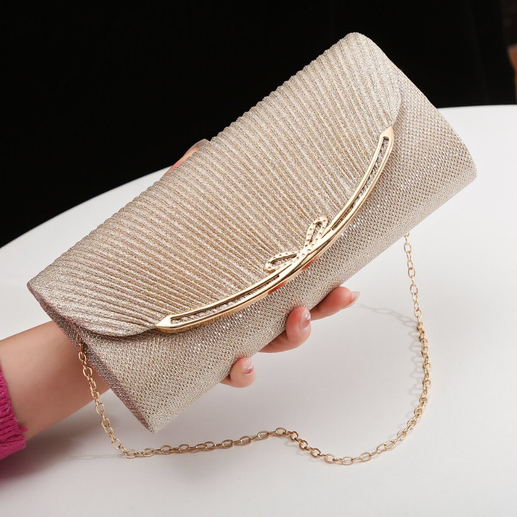 MJ&AJ Women Leather Beads Wedding Bridal Evening Party Lady Clutch Purse Bag (with sling)