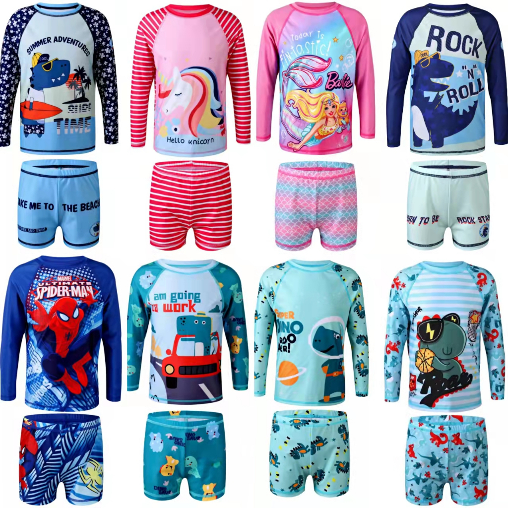Kid's 2 in 1 Rushguard for boy swimming swimwear swimsuit Digital printing
